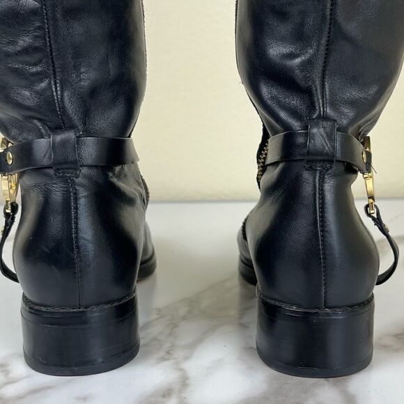 Michael Kors Women Size 6.5 Fulton Harness Two Tone Leather Riding Boots